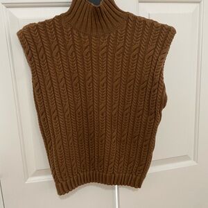 Zara Brown Cable Knit Sweater